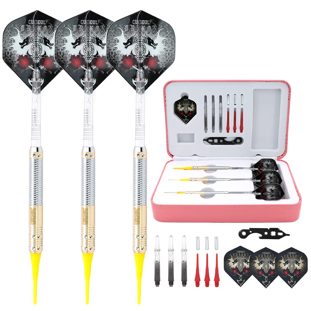 Cuesoul 16 Grams Deluxe Soft Tip Darts Set with Luxury Case（Dragon Series） JL-STL-B1107+D601, JL-STL