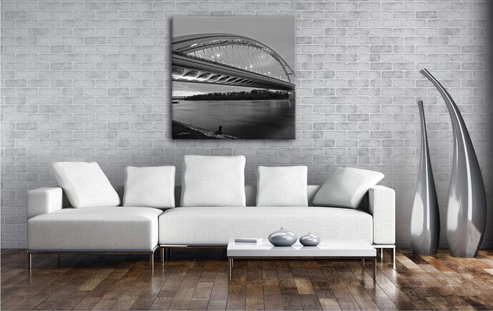 deyoli Moderne Hängebrücke Format: 70x70 Effekt: Schwarz&Weiss als Leinwandbild, Motiv fertig gerahm