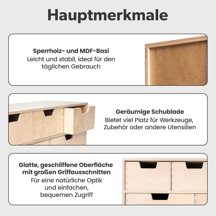 Creative Deco Schubladenbox Schubladenelement | 6 Schubladen | 42 x 20 x 28,5 cm (+/- 1 cm) | Mini-K