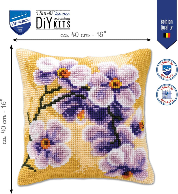 Vervaco Kreuzstichkissen/Stickkissen inklusive Material, Violett
