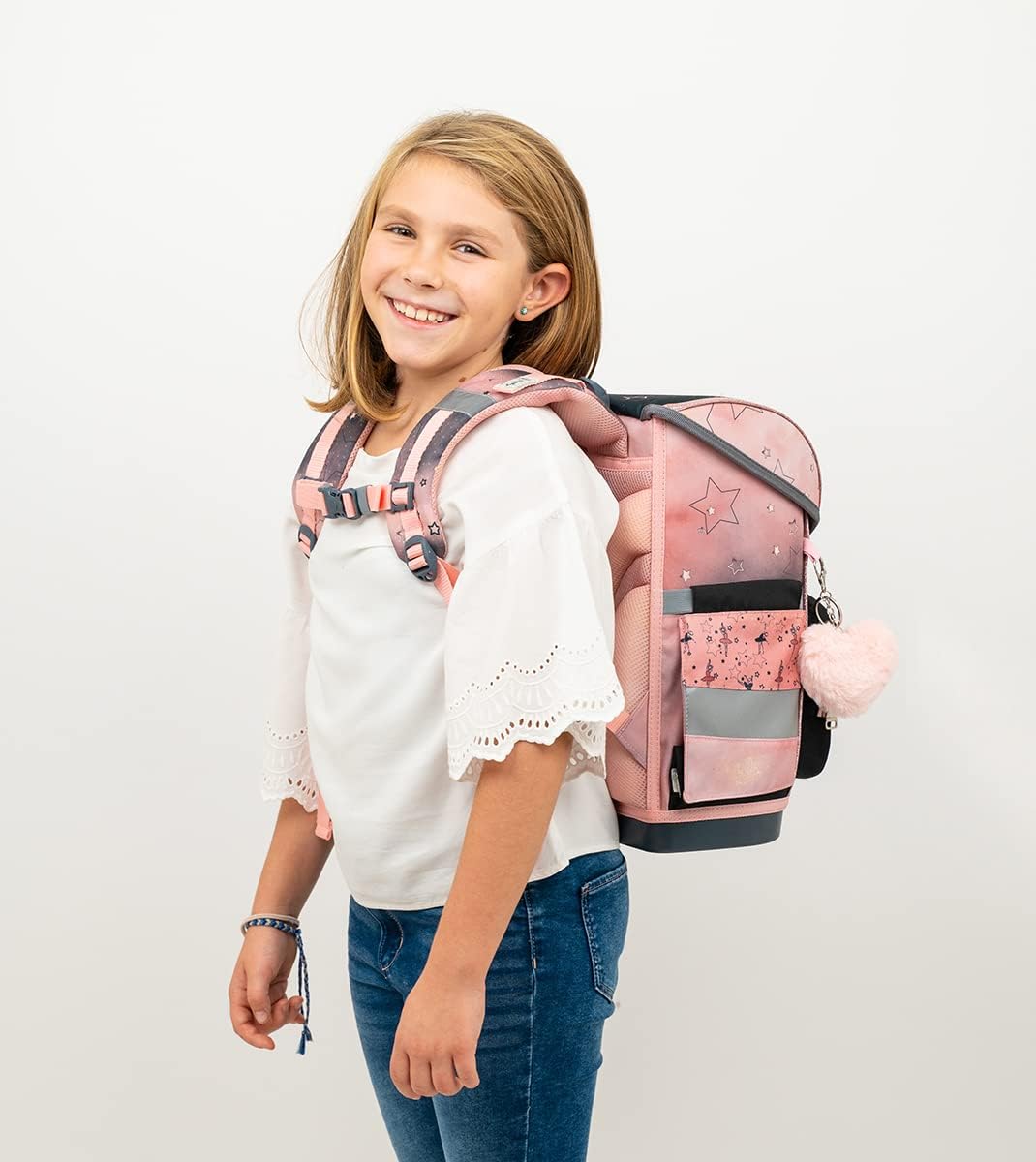 Belmil ergonomischer Schulranzen Set mit Regenschutz 5 -teilig für Kinder 1-4 Klasse Grundschule/Bru