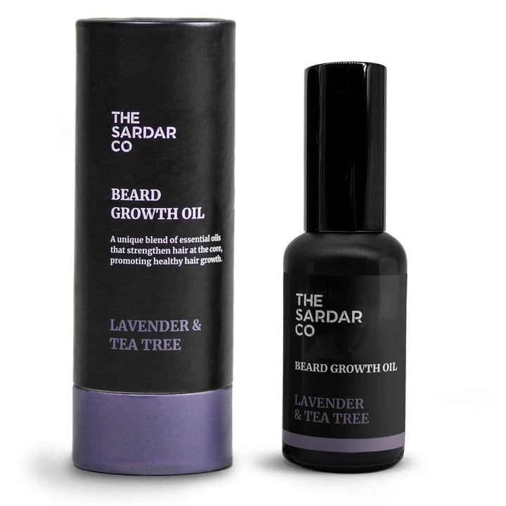 Bartwachstumsöl mit Koffein | Lavendel & Teebaum-Bartöl | Natürliches Bartöl für Männer mit Argan, J