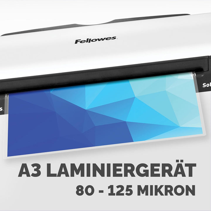 Fellowes Laminiergerät A3 Sola und Laminierfolien A4 Premium Bundle für Zuhause & Homeoffice bis 125