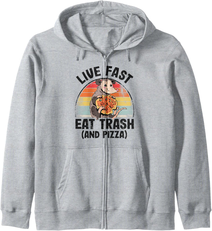 Live Fast Eat Müll und Pizza Opossum Süsses Opossum Kapuzenjacke