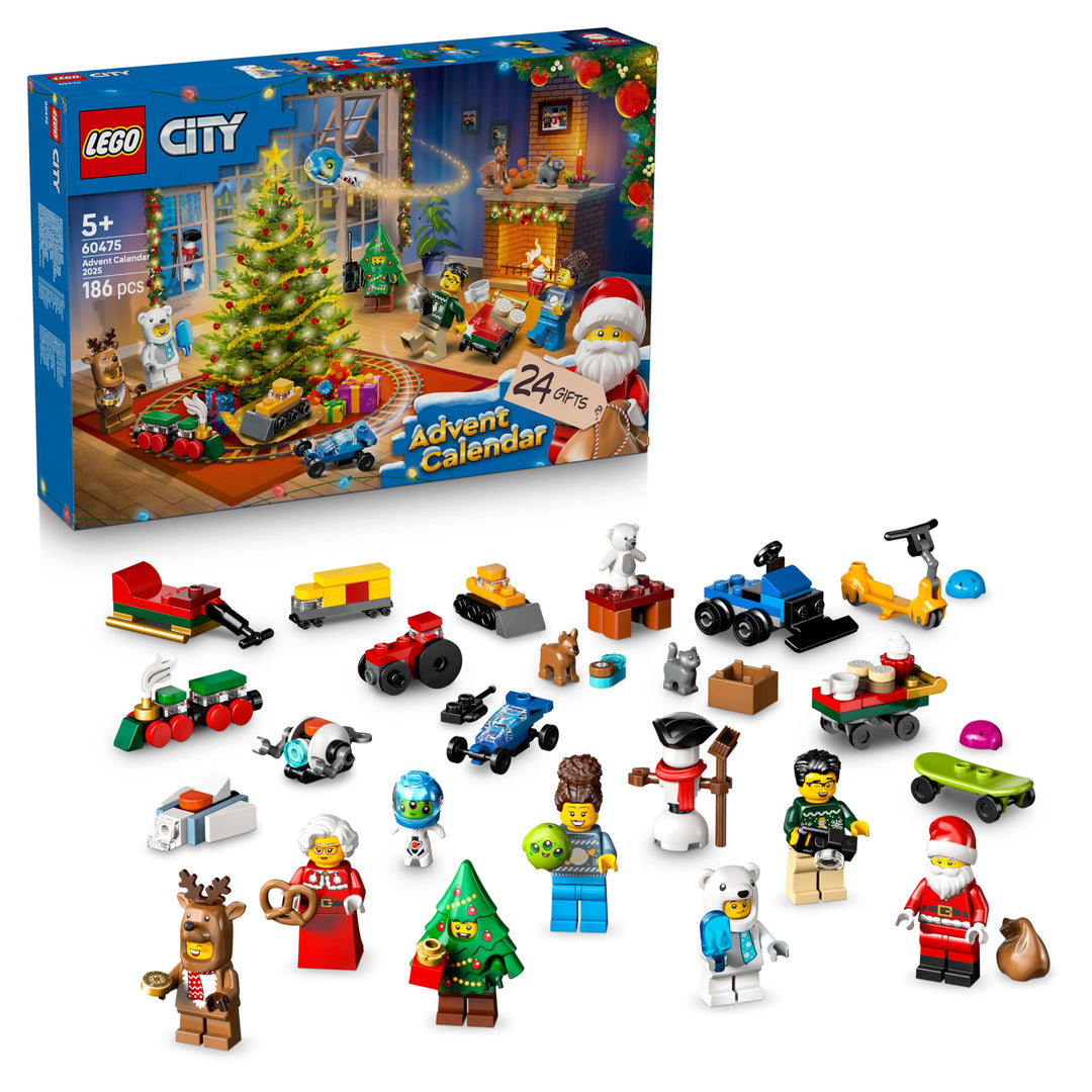 LEGO City Adventskalender 2025 - Weihnachten Spielzeug mit 24 Überraschungen - Zug, Auto & Traktor s