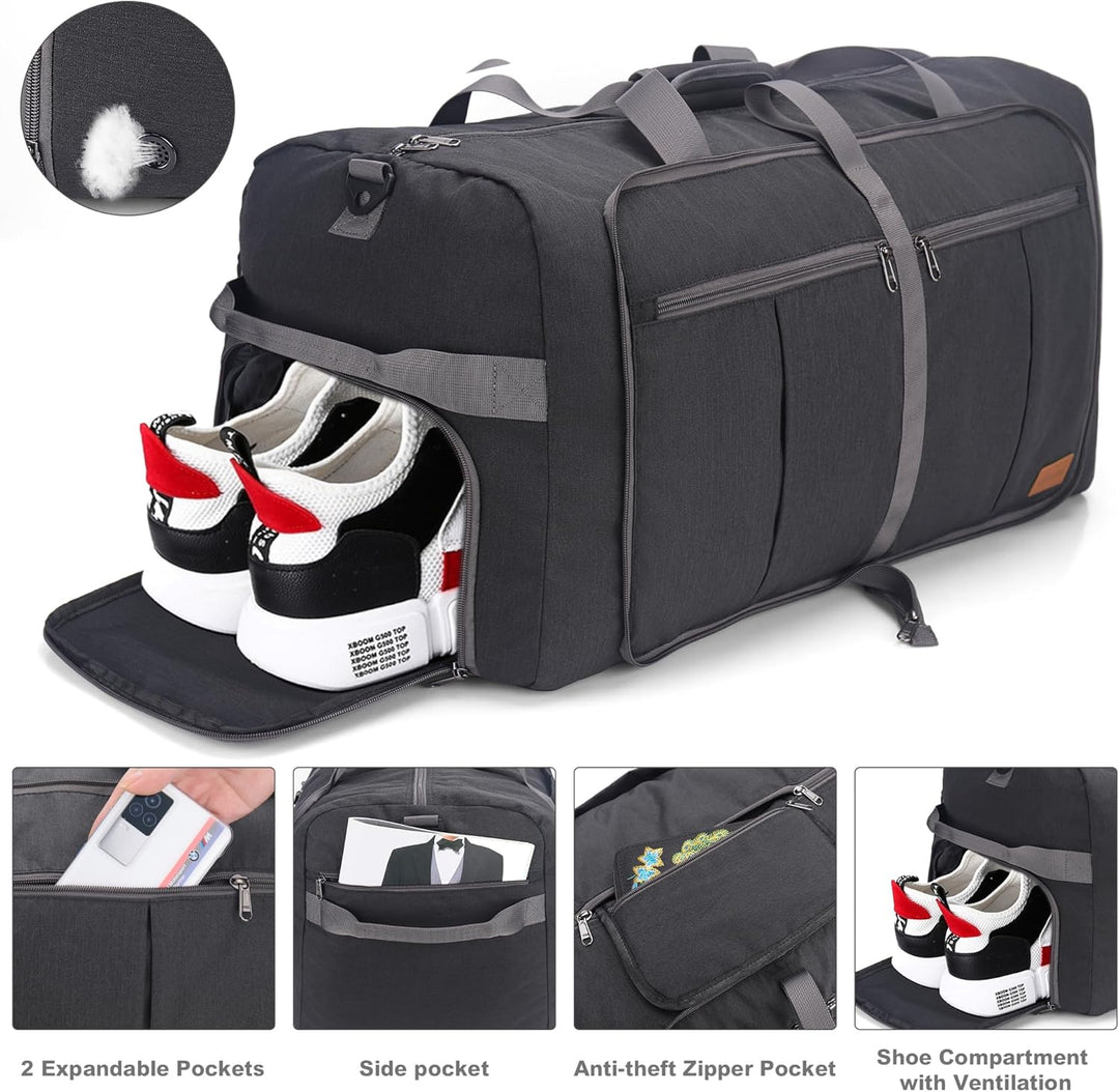 Upeelife Reisetasche, 125L Reisetasche Gross Faltbar, Leichte Sporttasche Weekender Wasserdicht Reis