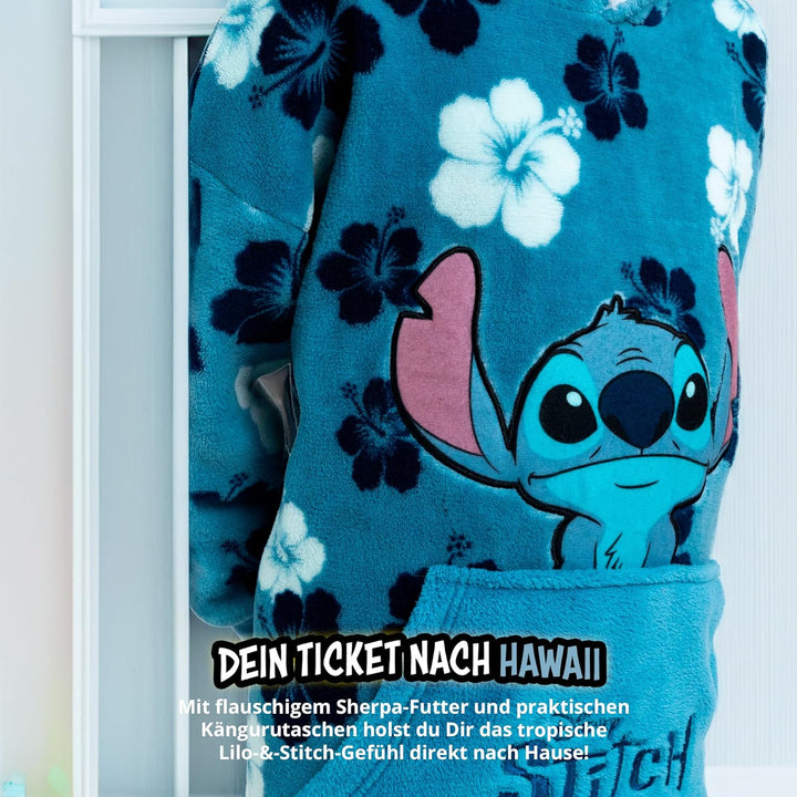 United Labels Disney Lilo & Stitch Oversize Hoodie Decke mit Ärmeln und Kapuze für Mädchen, Blau, Ku