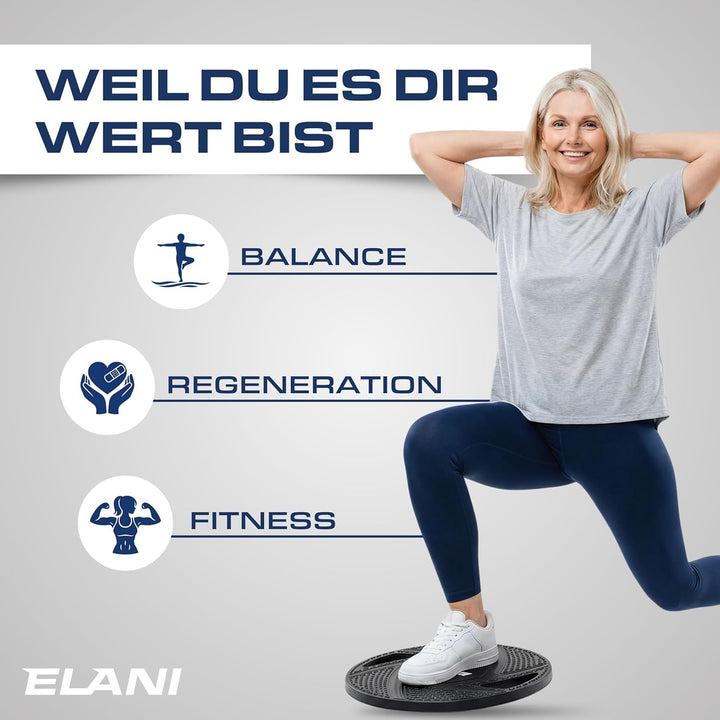 ELANI Rutschfestes Premium Balance-Board, Robustes Wackelbrett für Physiotherapie zur Stärkung der B