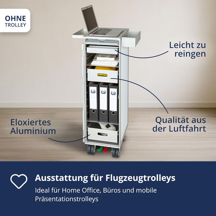 VanDeBord Ausstattungspaket Büro &amp; Homeoffice, Zubehör für Airline Trolleys, Büro-Rollcontainer, Hom
