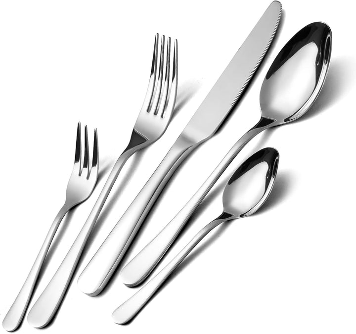 Besteck Set, Edelstahl Spiegelpoliert 30 teilig Besteckset für 6 Personen, Essbesteck Set mit Messer