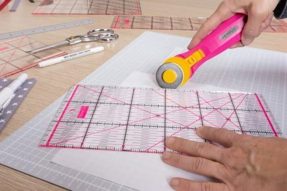 Semplix Schneidematten Set A2 Rollschneider Lineal Prym (grau/pink) | A2 Schneidematte 60x45 cm selb