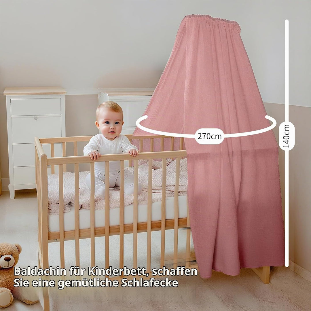 FloraVigo Babybettbezug, handgefertigt aus 100% Baumwollmusselin, Stoffbezug für die heimische Bettd