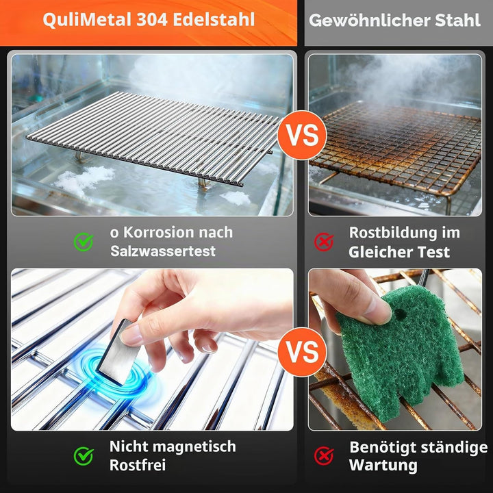 QuliMetal 49,5 x 33cm 7528 Grillrost Edelstahl für Weber Genesis E-310/320/330, S-310/320/330 (2007-
