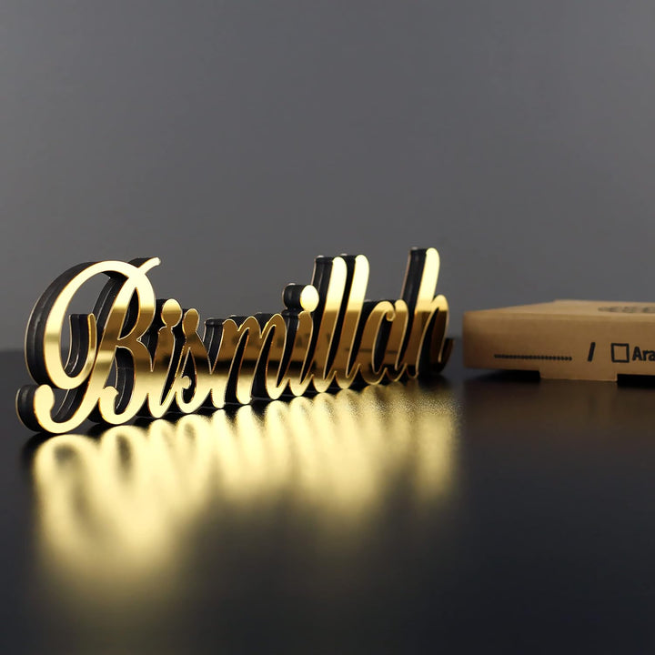 iwa concept Bismillah Gold | Heimdekoration oder islamische Dekoration für Tisch oder Regale | Heimd