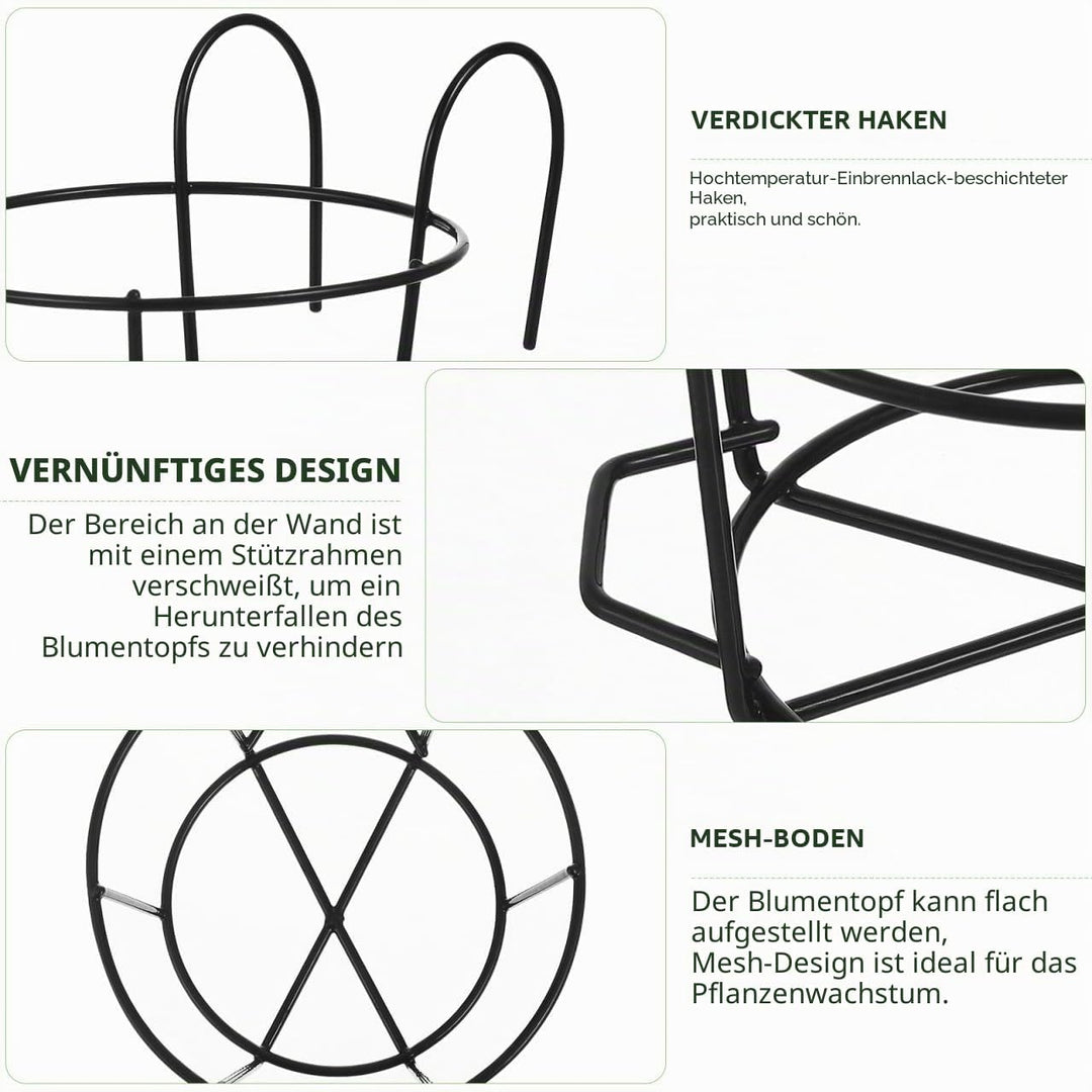 YARNOW 5er Pack Blumentopfhalter Hängend für Balkon Geländer Eisen Pflanzkorb Schwarz Blumenständer
