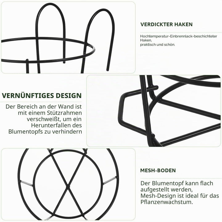 YARNOW 5er Pack Blumentopfhalter Hängend für Balkon Geländer Eisen Pflanzkorb Schwarz Blumenständer