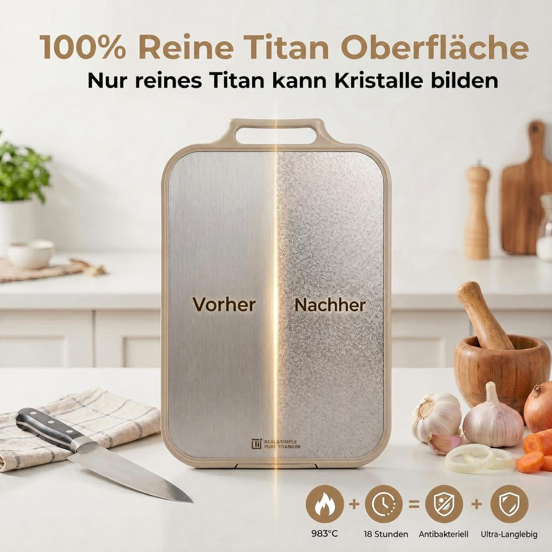 Titan Schneidebrett | Antibakteriell Kratzfest Hackbrett mit Saftnut &amp; Reibfläche | Langlebig &amp; LFGB