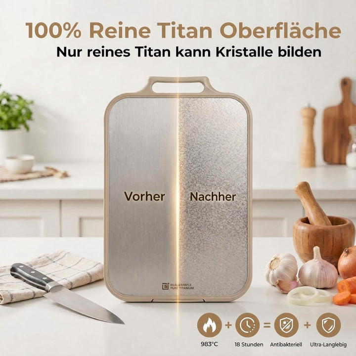 Titan Schneidebrett | Antibakteriell Kratzfest Hackbrett mit Saftnut &amp; Reibfläche | Langlebig &amp; LFGB