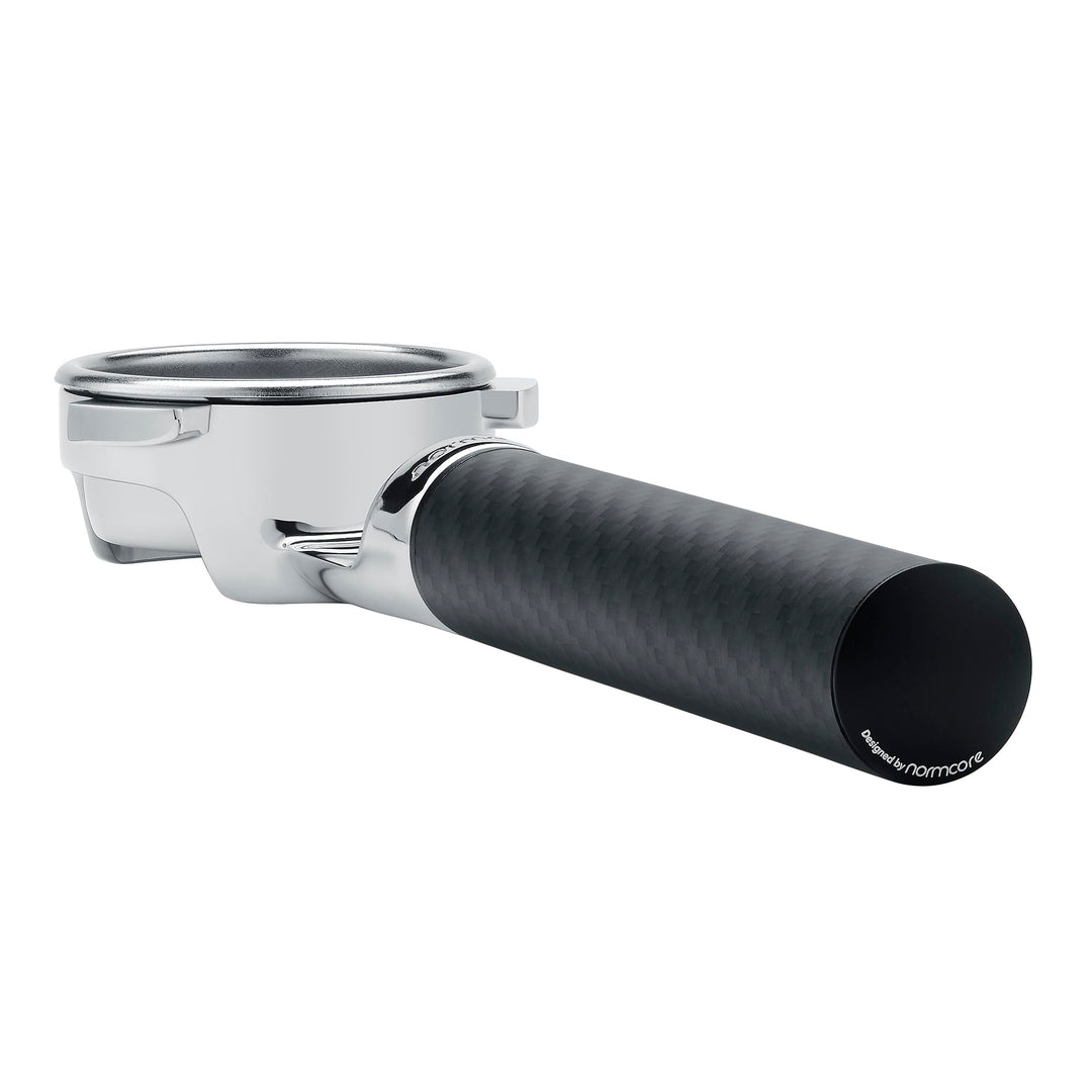 Normcore 54 mm flacher, bodenloser Siebträger mit Kohlefaser-Griff, passend für Breville/Sage Barist