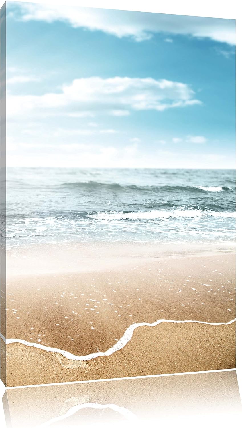 Pixxprint Sonnenschein Beach Strand Blauer Himmel, Format: 100x70 auf Leinwand, riesige Bilder ferti