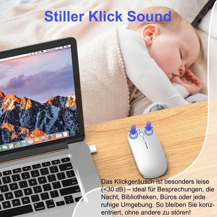 Azmall Mouse Wireless Bluetooth per MacBook Pro/Air/Mac/iPad/Laptop/Desktop/Mac/PC/Computer/telefono