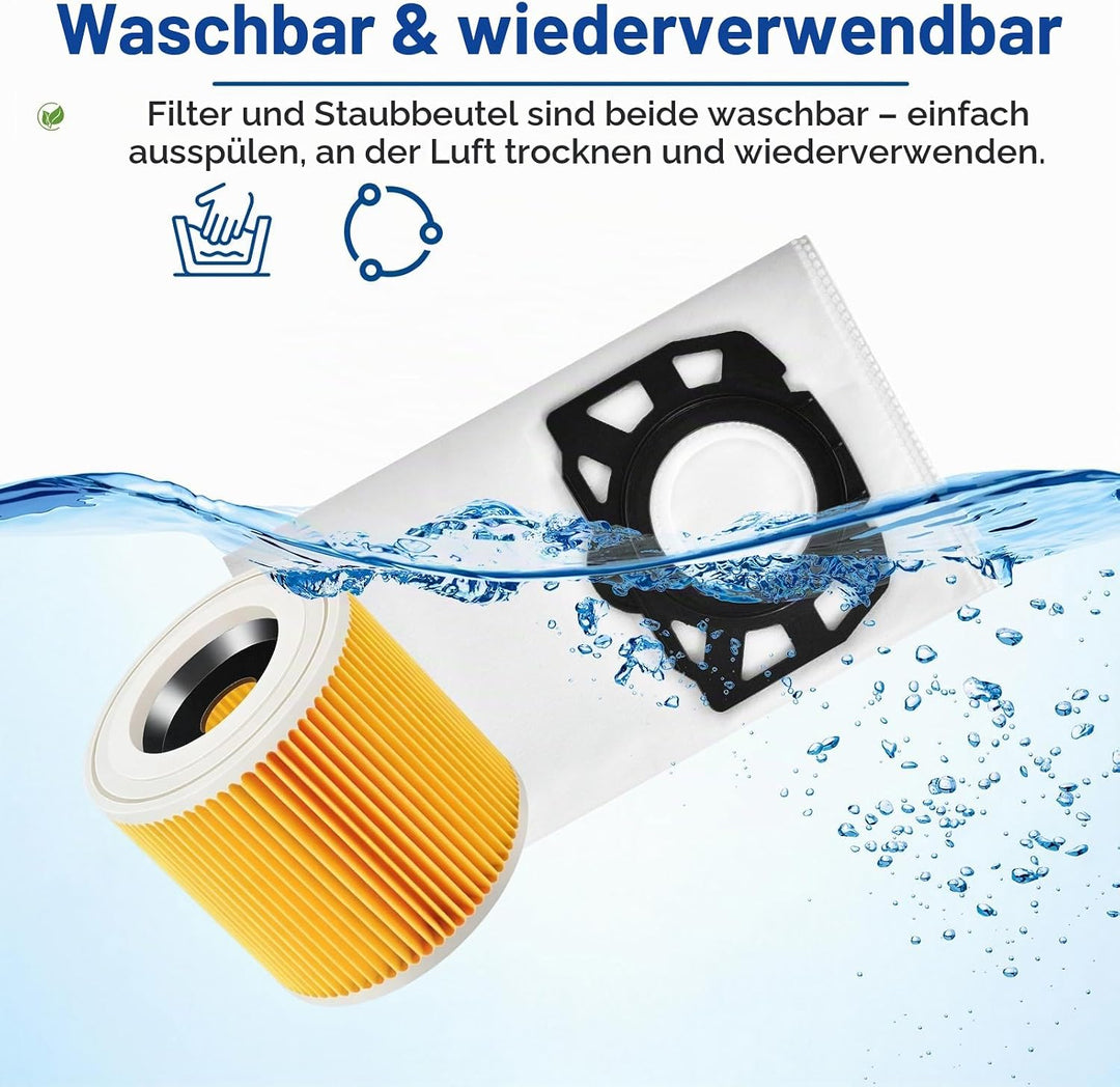 KFI 357 Staubsaugerbeutel + KFI 3310 Filter für Kärcher WD3 WD2/WD2 Plus