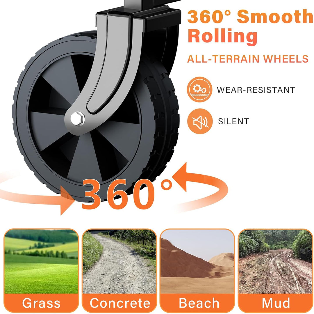 Bollerwagen Faltbar Strand Handwagen mit Getränkehalter Verstellbarem Griff,Gartenwagen für Alle Gel