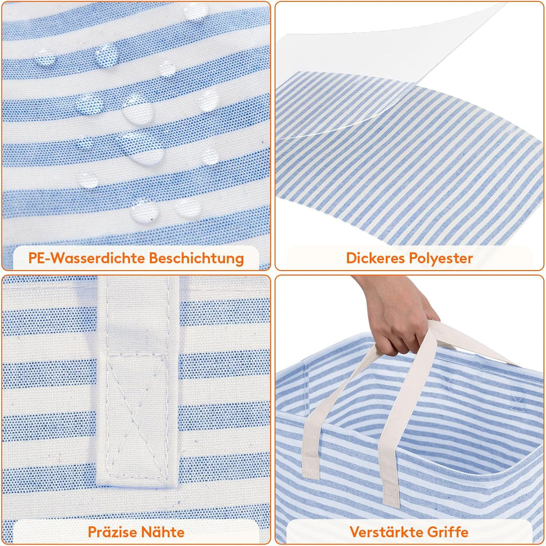 Lifewit 3 Stück 80L Wäschekorb aufrecht, zusammenklappbarer wasserdichter grosser Wäschekorb mit lei