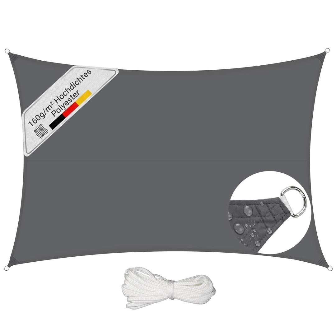 Sunula Sonnensegel Wasserdicht 3x5m Rechteckig – hochdichtes PES 160g/m², mit umlaufendem Gurtband &