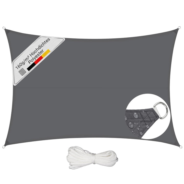Sunula Sonnensegel Wasserdicht 3x5m Rechteckig – hochdichtes PES 160g/m², mit umlaufendem Gurtband &