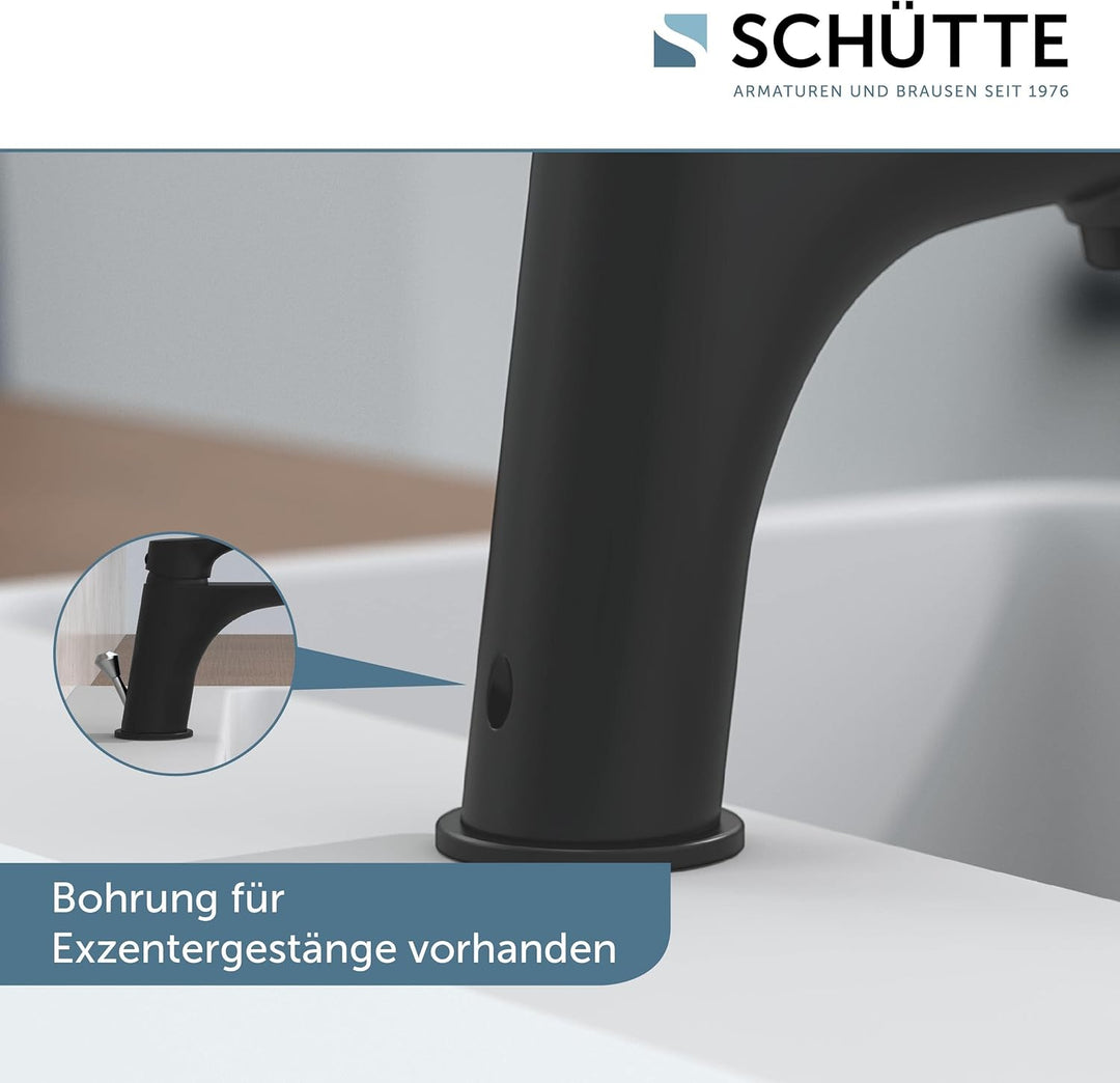 SCHÜTTE 33216 BOSTON Wasserhahn Bad Schwarz Matt, Waschtischarmatur, Mischbatterie Waschbecken Black