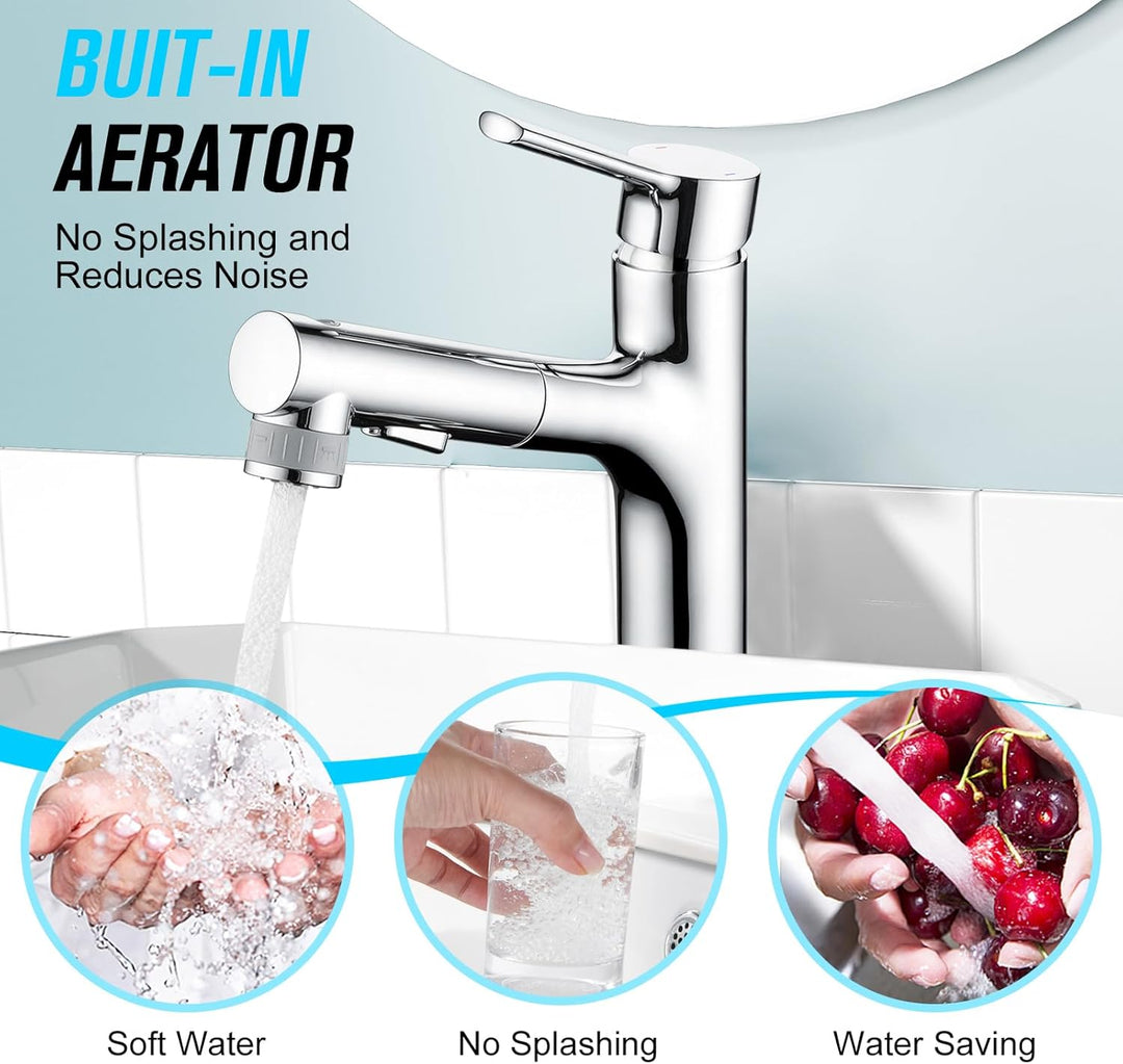 CREA Hoch Wasserhahn Bad Waschtisch Armatur Waschbecken, Einhebelmischer Badarmatur Waschtischarmatu