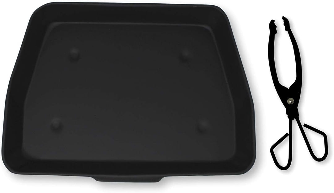 Black Metal Ash Pan - 33cm Breite (13") mit Leichtbau für Kohle und Log Tongs
