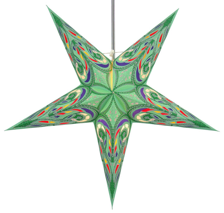 GURU SHOP Faltbarer Advents Leucht Papierstern, Weihnachtsstern 60 cm - Alaskana Grün normal Alaskan