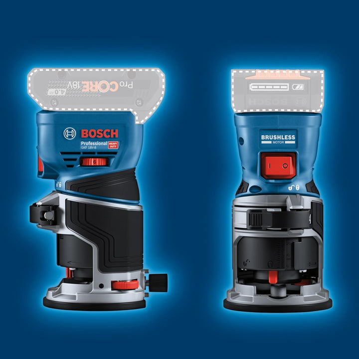 Bosch Professional 18V System Akku-Kantenfräse GKF 18V-8 (Parallelanschl., 2x Saugadapter Fr., Spans