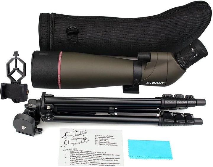 Svbony SV13 20-60X80 Spektiv mit Stativ, HD Wasserdicht Spektive Vogelbeobachtung mit Tragetasche, F