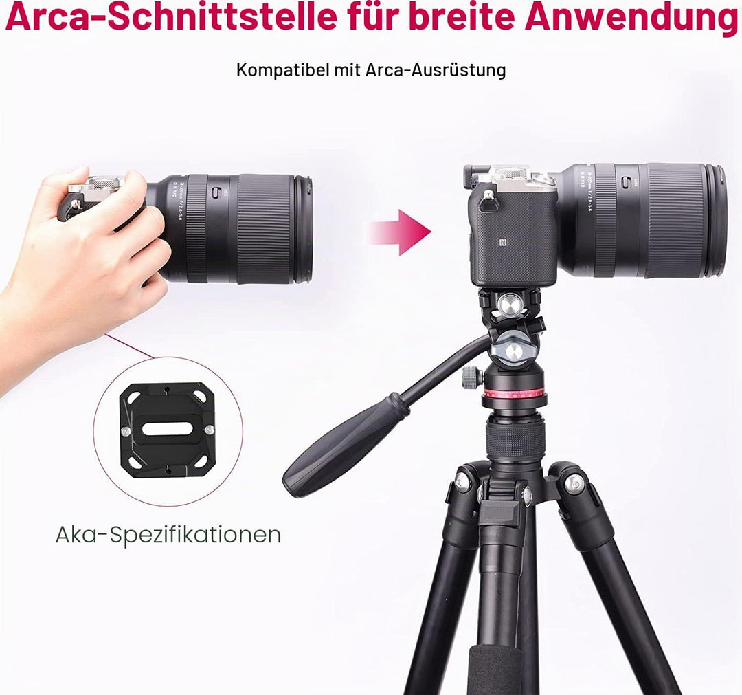 ULANZI U-190 Stativkopf Kamera Video Fluidkopf mit Arca Swiss Schnellwechselplatte Durchmesser 40mm