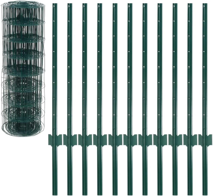 HOMIUSE Metallzaun Stahl 20x0,8 m Grün Gartenzaun Metall Zaun für Hunde Drahtgitter Gartenzaun Sicht