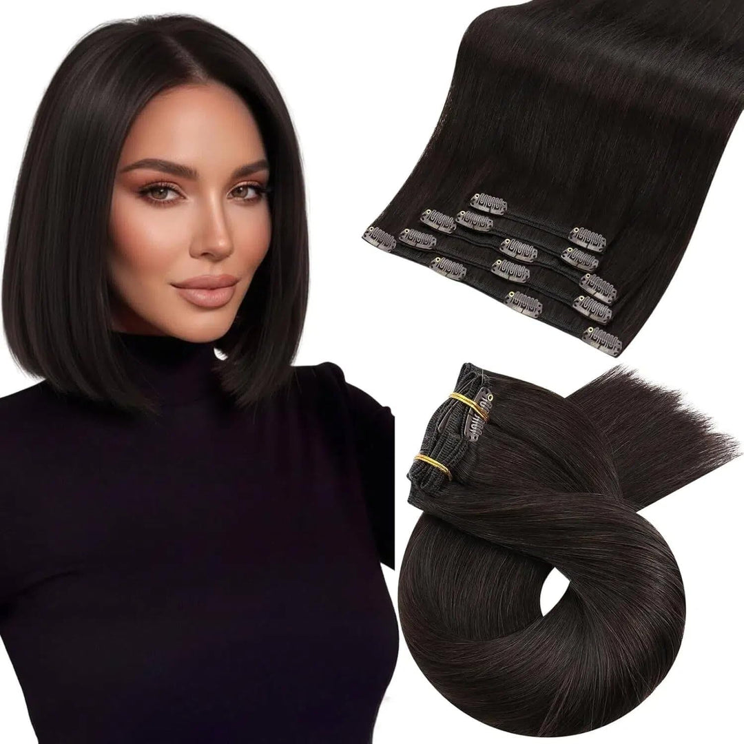 Moresoo Clip Extensions Echthaar Günstig Remy Haarverlängerung Clip in Extensions Echthaar Braun Ext