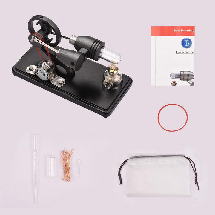 Bisofice Stirlingmotor Stirling Motor Modell mit LED Licht, Heissluft Sterling Engine, Schwungrad-De