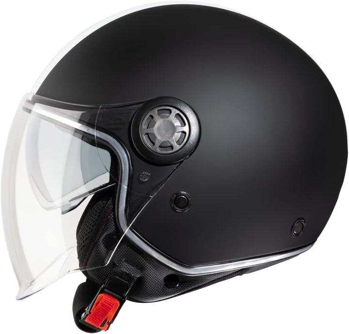 VINZ Parchi Jethelm mit Doppelvisier | Roller Helm Fashionhelm mit Streifen | In Gr. XS-XXL | Jet He
