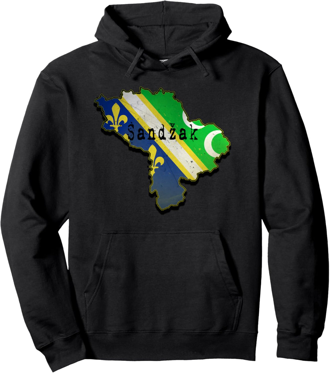 Sandzak Map, Cool Sandzak roots, Sandzak Flag Design Pullover Hoodie