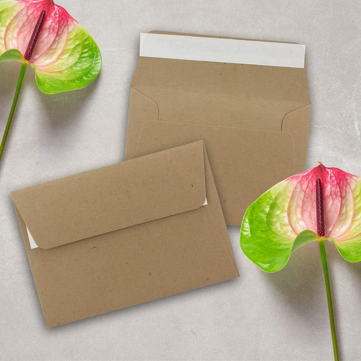 200x Briefumschläge DIN C6 Kraftpapier - Braun - Vintage Recycling Kuverts mit Haftklebung - 114 x 1