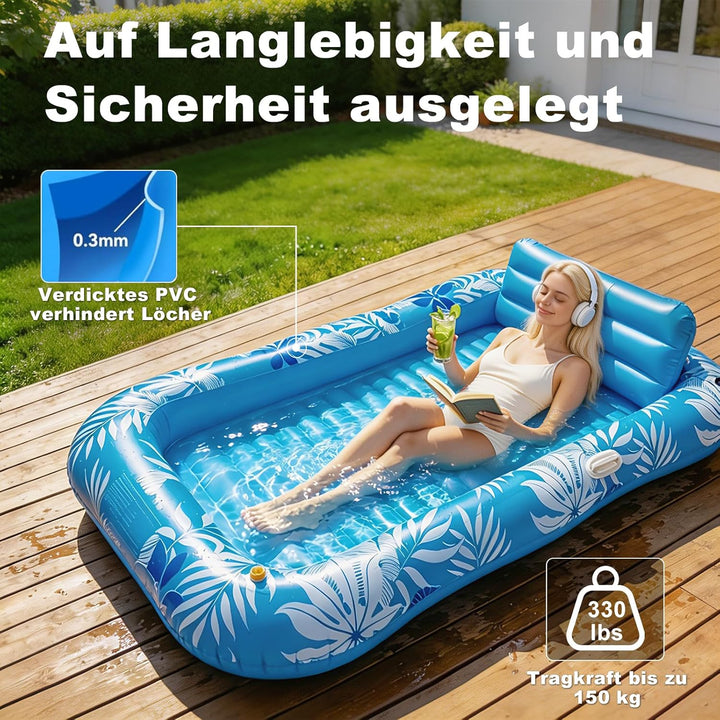 Balakaka Luftmatratze Tanning Pool Gross 208×130cm, Aufblasbarer Sonnenpool für Erwachsene mit Handl