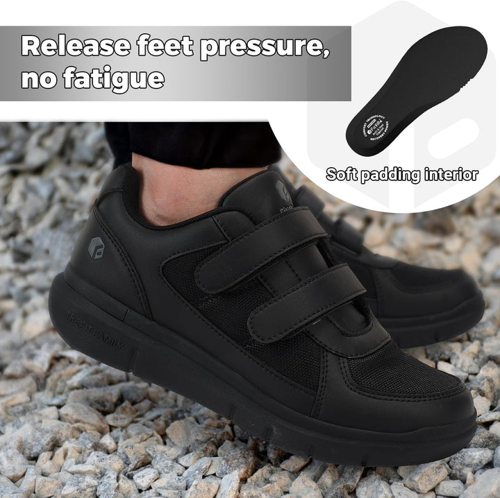 FitVille Herren Easytop Duo Strap Schuhe V3 Extra Weit Turnschuhe Sneaker 47 EU XX-Weit Schwarz, 47