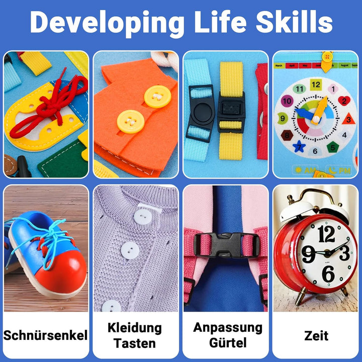 RunHero Busy Board Montessori Spielzeug Baby ab 1 Jahr Quiet Book Activity Board Motorikspielzeug Fi