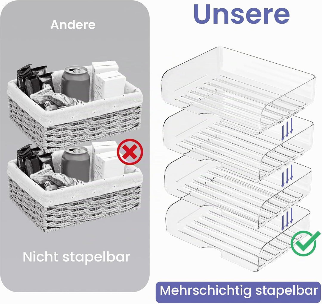 Tomorotec Schreibtisch-Briefablage-Set, A4-Grösse, transparent, PET, stapelbar, Dokumenten-Organizer