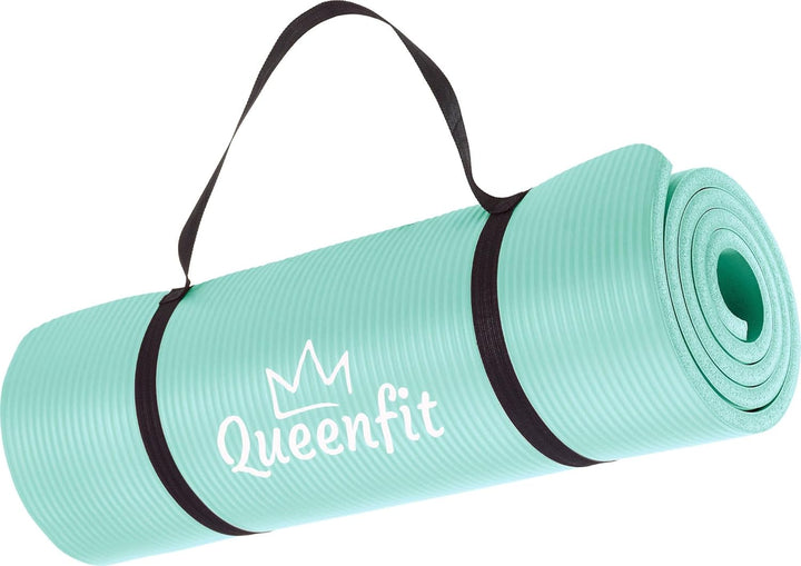 Queenfit NBR Yogamatte - Trainingsmatte 180x61cm - Fitness - Gymnastikmatte - Tragegurte - Pilates -