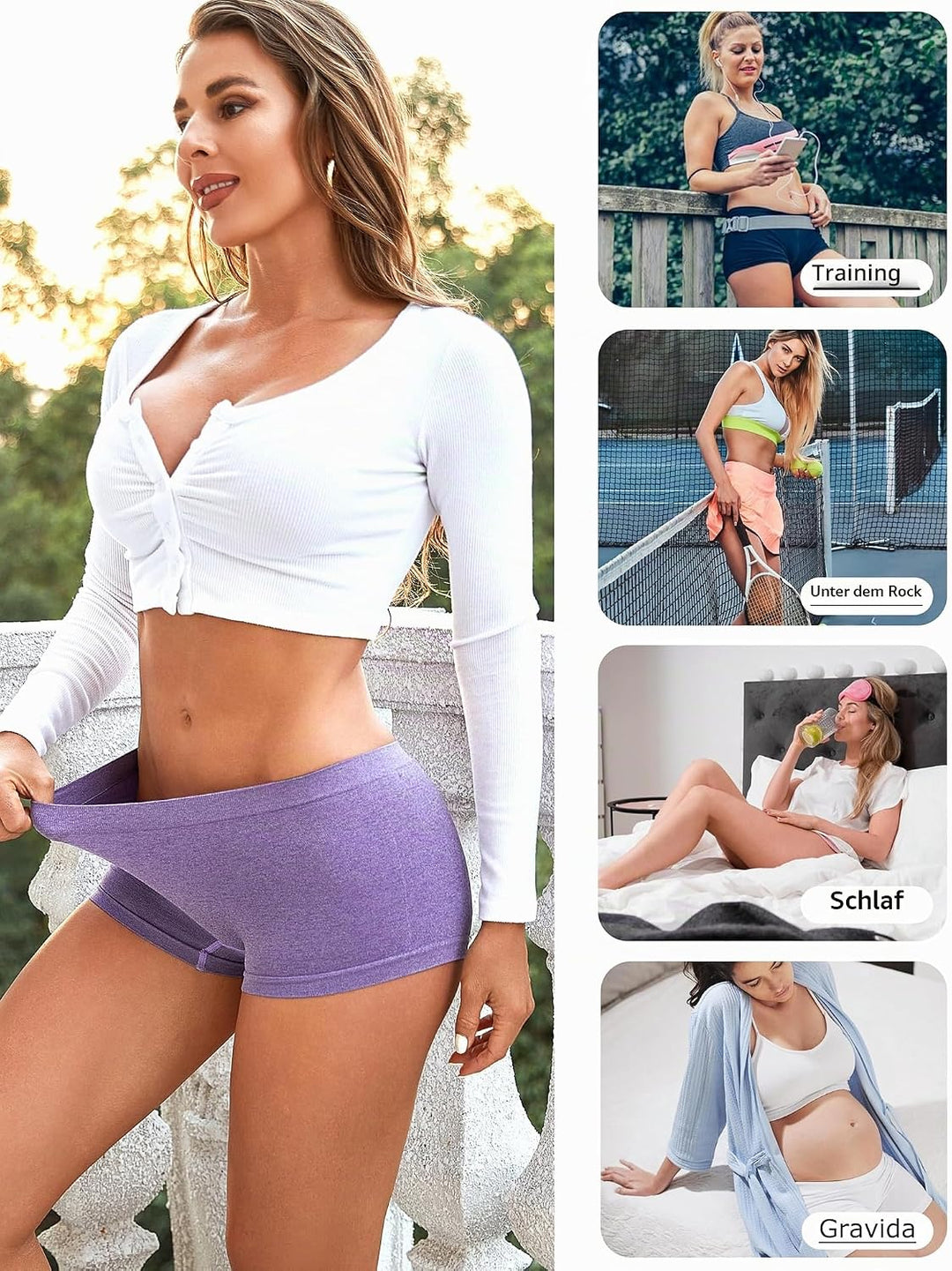 ALL OF ME 4er Pack Boxershorts Damen Boyshorts Damen Hohe Taille Hipster Unterwäsche Panties Frauen