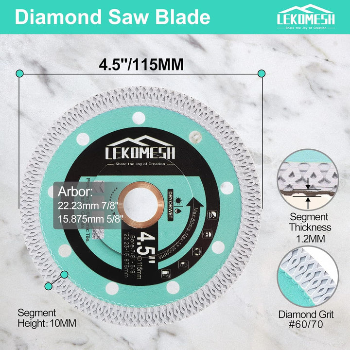Diamant Fliesenscheibe 115 x 22,23mm Diamant-Trennscheibe - LEKOMESH Diamant Fliesen Sägeblatt, für